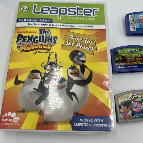 Lot 6 Leapfrog Game Cartridges Leapster penguins of Madagascar Dora, Scooby Doo - Picture 2 of 9